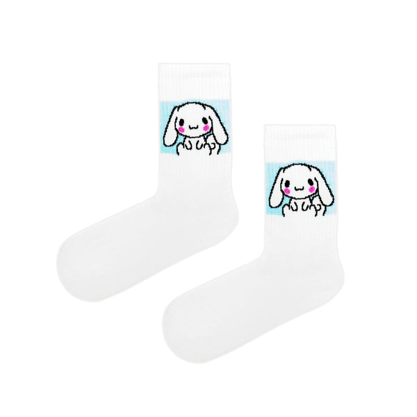 Cinnamoroll embroidered socks! Featuring the charming white puppy with long ears and rosy cheeks