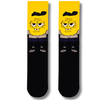 Black and yellow crew socks featuring a cool yellow cartoon character with stylish streetwear look.