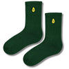 Avocado Embroidered Green Socks