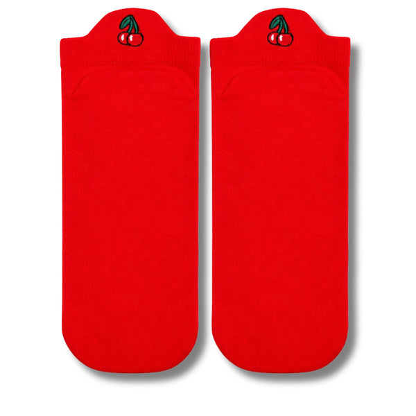 Cherry Embroidered Ankle Socks