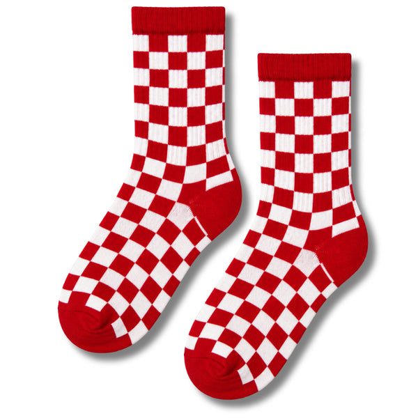 جوارب Checkerboard حمراء