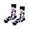 Cute Cow Patterned Socks! Featuring a black and white cow pattern with adorable pink cow faces