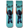 Blue crew socks featuring a cute Stitch cartoon character design on a light aqua background