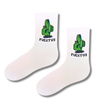 White crew socks featuring green cactus graphic and F*cktus slogan