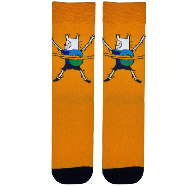  Finn Adventure Hero Orange socks featuring a bold cartoon-style design inspired by your favorite adventure-loving hero. 