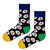 fried egg designs on a deep black base, plus a twist of mismatched color-blocked heels and toes—yellow, green, and blue—these socks are quirky