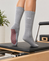 Grey Do It Non-Slip Grip Socks with motivational embroidery and red heart-shaped anti-slip grip sole.
