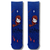 Blue Harry Potter crew socks with cartoon wizard on broomstick, stars, lightning and magical icons