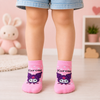 Pink Kuromi character ankle socks with white polka dots for kids aged 3–5 years
