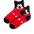 Red and black Mickey Mouse low cut socks with character face and white button details