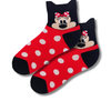 Minnie Mouse red polka dot low cut socks with black toe and heel