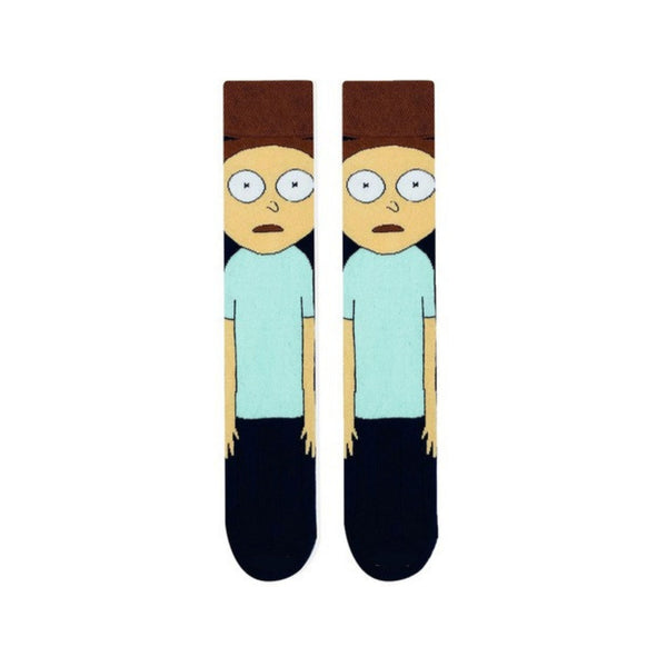  Morty Cartoon Socks! Featuring Morty's iconic expression and pastel outfit, 