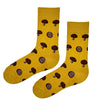 mushroom pattern on a bold yellow background, these socks are perfect for foodies, nature lovers,