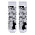 Music Cat Socks!Featuring playful black cat silhouettes sitting on a sheet of musical notes