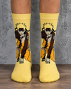 Naruto Ninja Warrior Crew Socks featuring a full-body Naruto anime character design on a yellow background