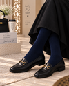 Navy blue soft formal socks with slightly thicker stocking-style material