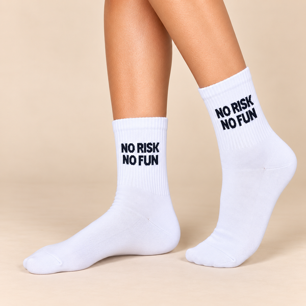 White crew socks with black No Risk No F
