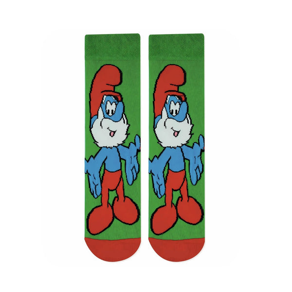  Papa Smurf socks! Designed for fans of the legendary The Smurfs series, these vibrant green and red socks feature the iconic village leader himself. 