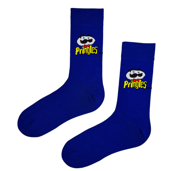  Purple Pringles Socks bring bold style and tasty vibes to your wardrobe. Featuring the iconic moustached logo on a vibrant purple 