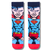 Blue crew socks featuring Superman in his classic red and blue superhero suit with chest emblem