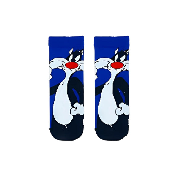  Sylvester kids socks! Featuring the mischievous black-and-white cat from Looney Tunes, 