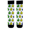  Thumbs Up Emoji Socks. Featuring a colorful all-over thumbs-up pattern in yellow, green, and blue on a white base with black cuffs and toes, 