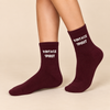 Burgundy crew socks with white Vintage Spir