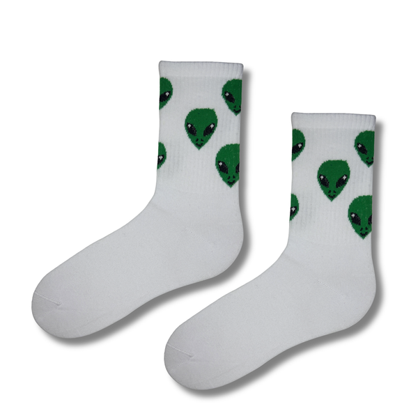 Green Alien Face Socks
