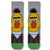 Front view of Bert inspired cartoon crew socks with colorful character design on a clean background.