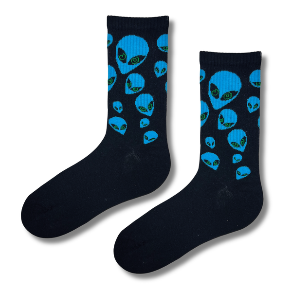 Blue Alien Crew Socks