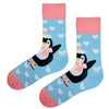 Blue Penguin Heart Crew Socks (Unisex)