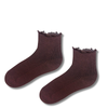 Brown Ruffle Ribbed Socks