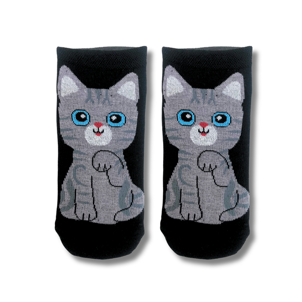 Cute Grey Cat Ankle Socks