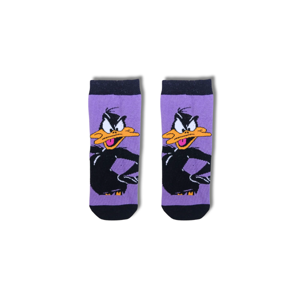 Daffy Duck Kids Crew Socks – Purple (3–4 Years)