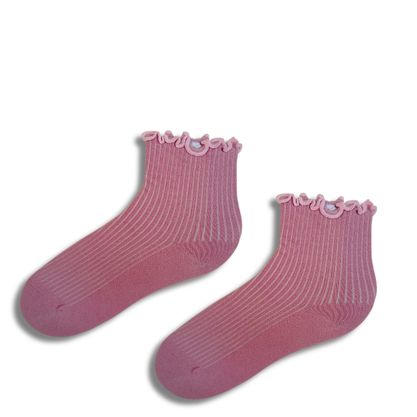 Dusty Pink Ruffle Ribbed Socks