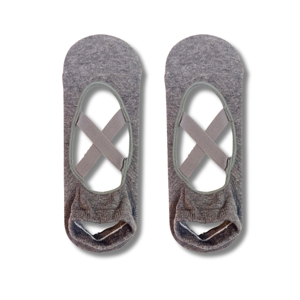 Grey Crossover Pilates Grip Socks