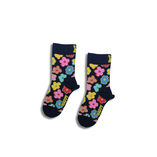 Happy Floral Kids Crew Socks – 1–2 Years