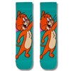Turquoise crew socks with cheerful Jerry mouse inspired cartoon character design