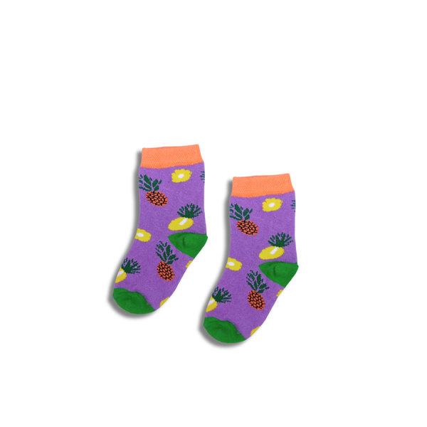 Kids Pineapple Socks – Purple (2–3 Years)