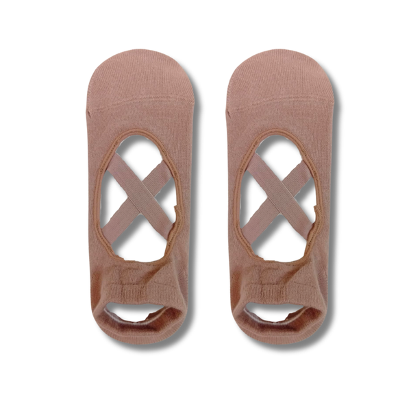 Nude Crossover Pilates Grip Socks
