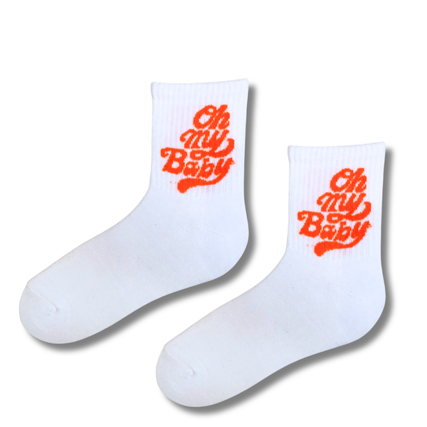 Oh My Baby White Crew Socks
