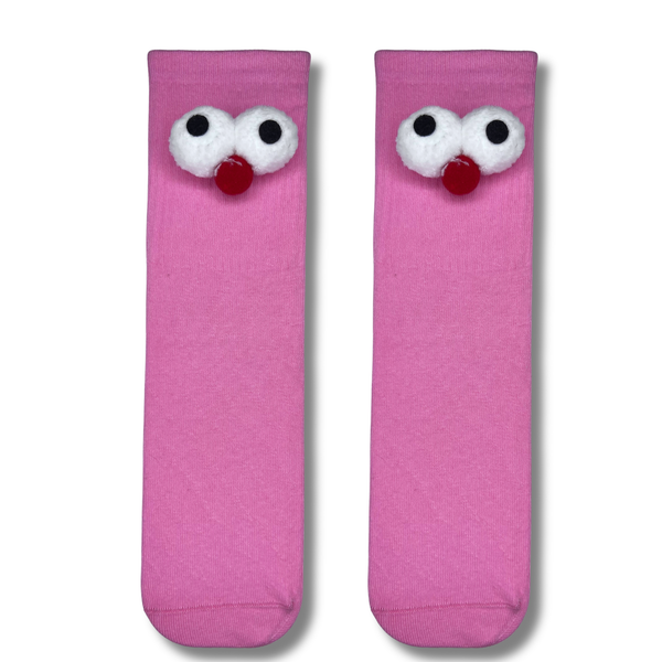 Pink Googly Eyes Crew Socks
