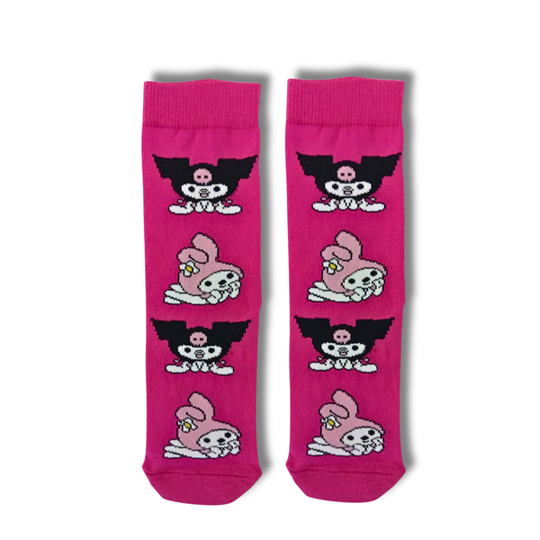 Pink Kuromi & My Melody Kids Socks – 9–11