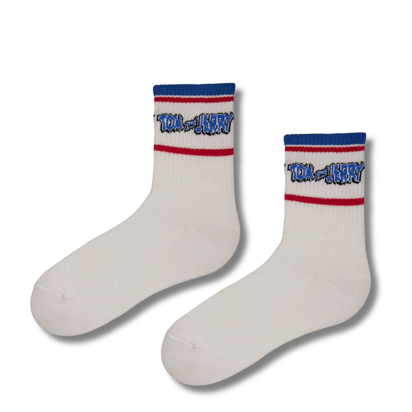Tom and Jerry Embroidery Stripe Socks