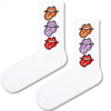  Tongue Out Lips Socks bring bold attitude and playful flair to your look. Featuring a stacked trio of colorful lips with tongues out, 