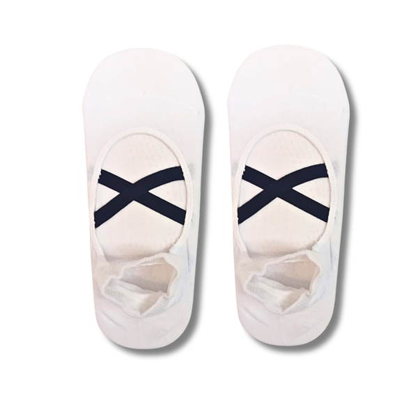 White Crossover Pilates Grip Socks