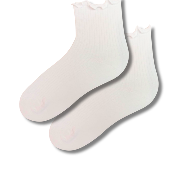 White Ruffle Ankle Socks