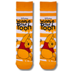 Yellow Winnie The Pooh crew socks with white stripes and cartoon character design
